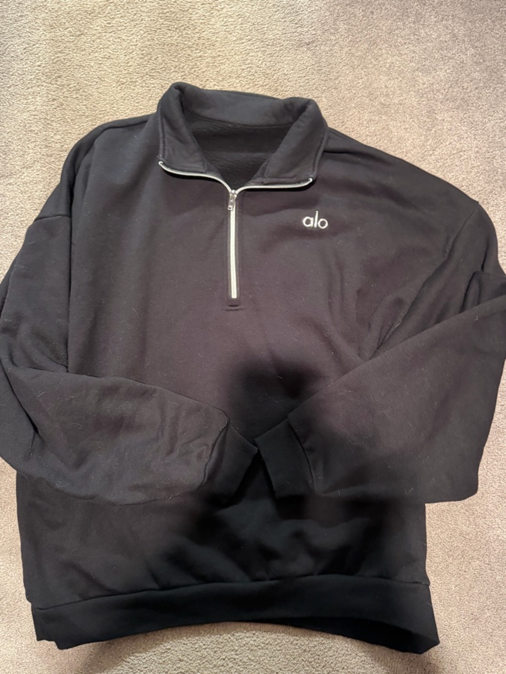 ALO Yoga Black Quarter-Zip Pullover Sweatshirt